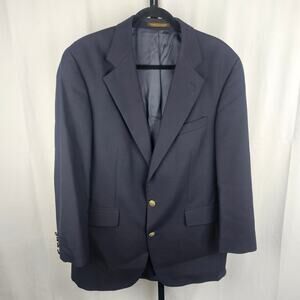 Chaps Ralph Lauren Navy Wool Blazer 42T Gold Crest Buttons 90s Vintage